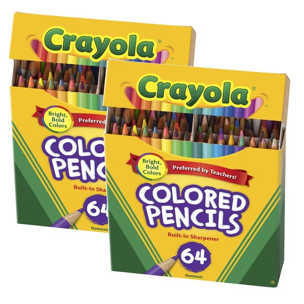 Crayola Short Colored Pencils, 64 Colors Per Set, 128PK 683364